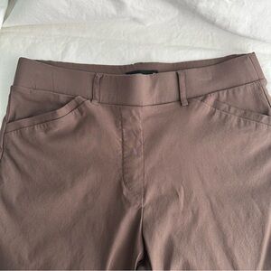 Simply Vera Vera Wang Women's Polished Twill Slim Straight Leg Brown Pants